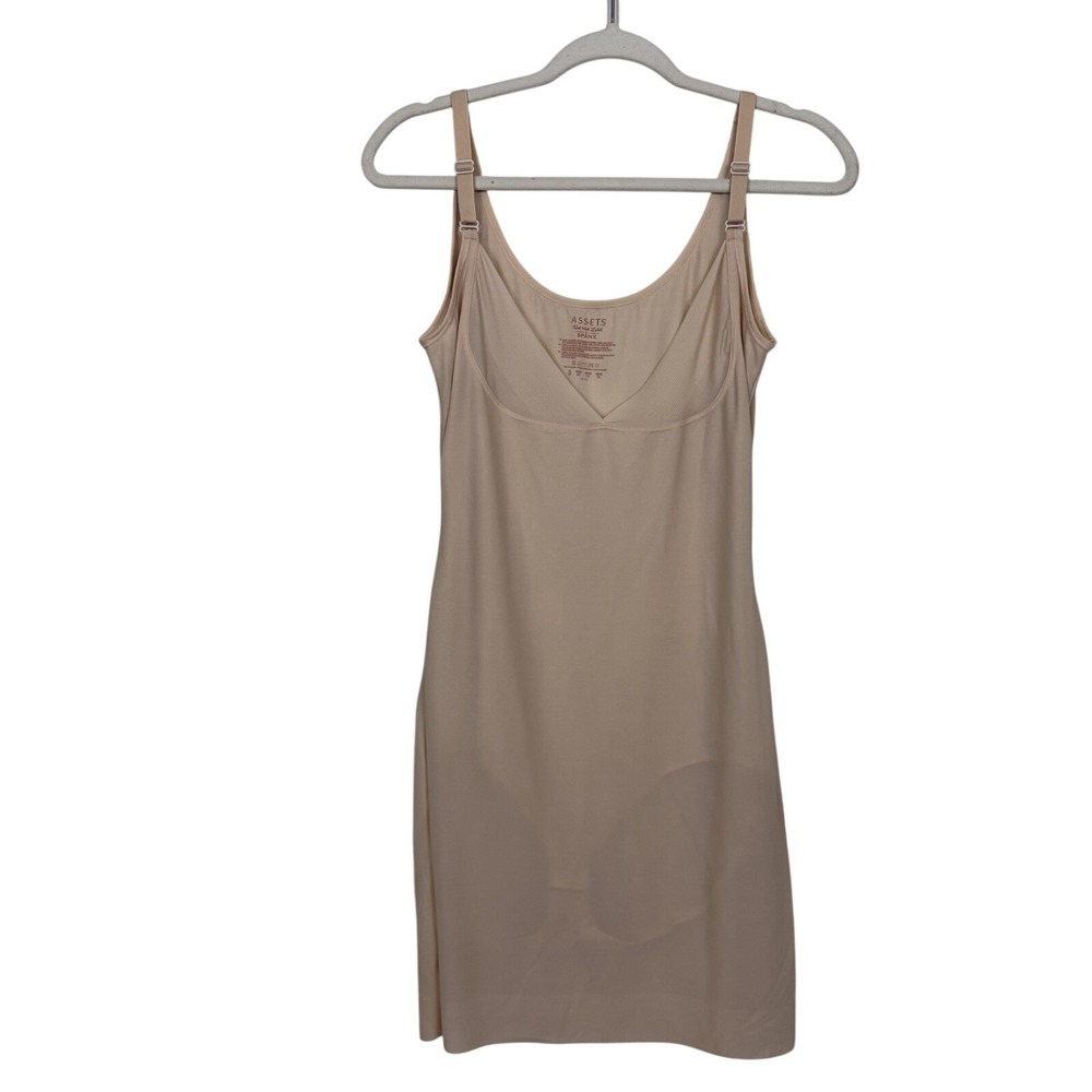SPANX Assets Open Bust Bodysuit Slip Dress Sz XL Tan Shapewear Featherlight Slim